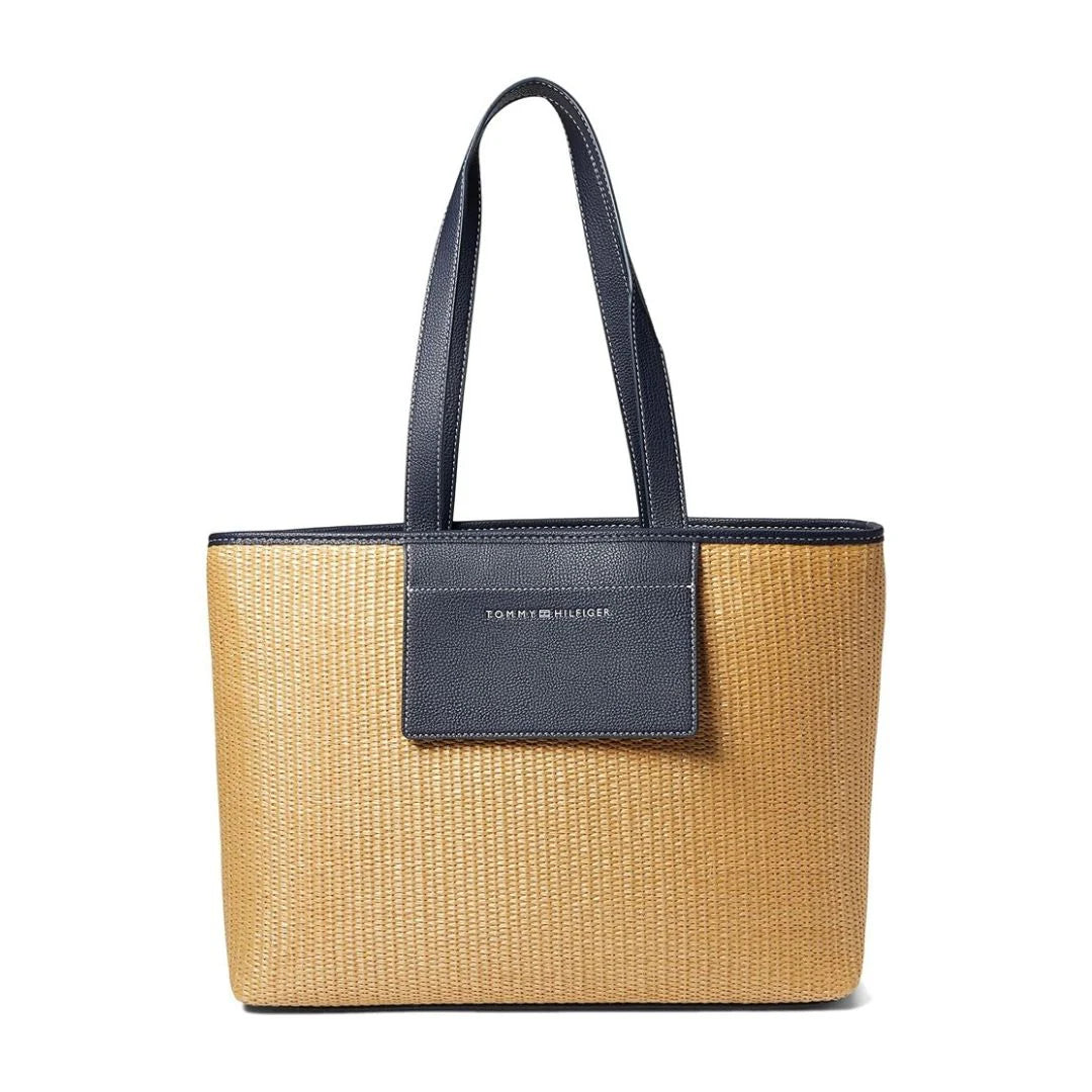TOMMY HILFIGER Keaton Ii Straw Tote Bag In Tommy _ Navy
