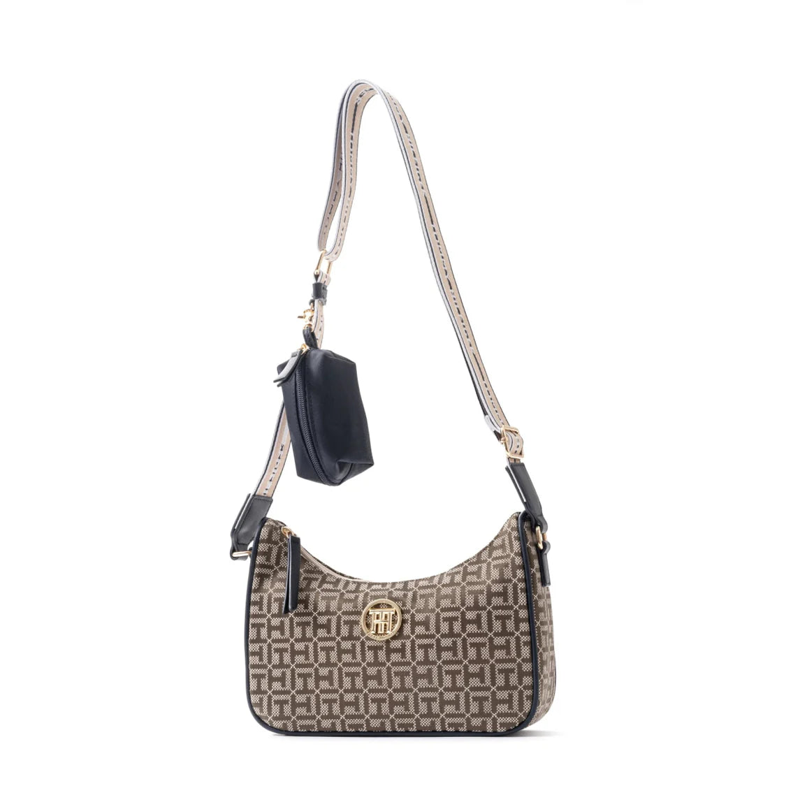 Tommy Hilfiger Riley All Over Monogram Baguette Bag - BEGBRN
