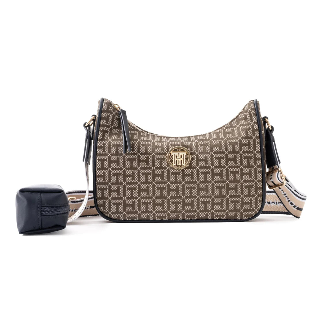 Tommy Hilfiger Riley All Over Monogram Baguette Bag - BEGBRN