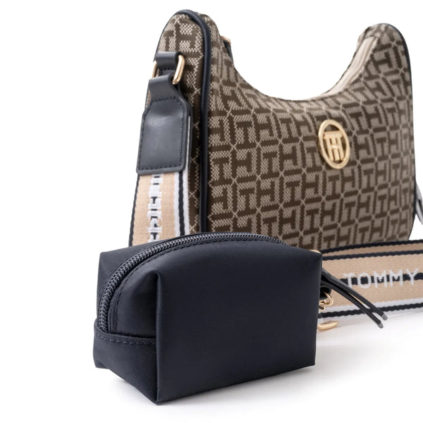 Tommy Hilfiger Riley All Over Monogram Baguette Bag - BEGBRN