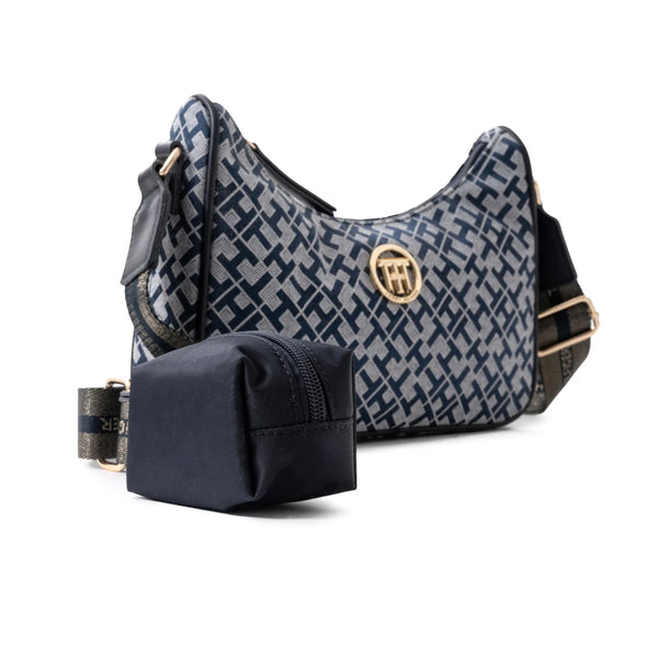 Tommy Hilfiger Riley All Over Monogram Baguette Bag - NVY