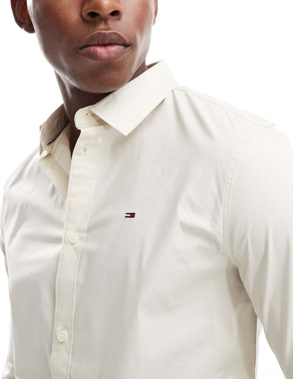 Tommy Jeans stretch shirt in off white