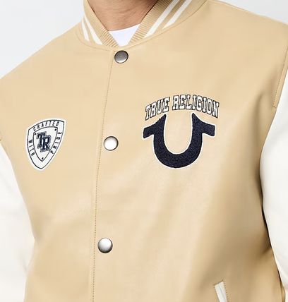 True Religion Men’s Varsity Jacket – Tan & White