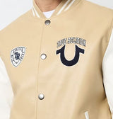 True Religion Men’s Varsity Jacket – Tan & White